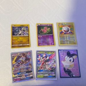 6 Pokémon cards 3 basic 2 stage 1 and 1 stage 3